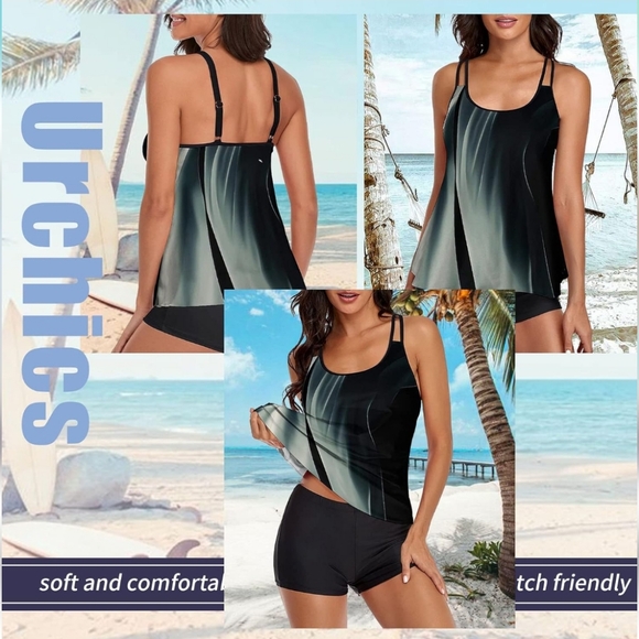 URCHICS PLUS SIZE 2 Piece Tankini - Picture 2 of 5